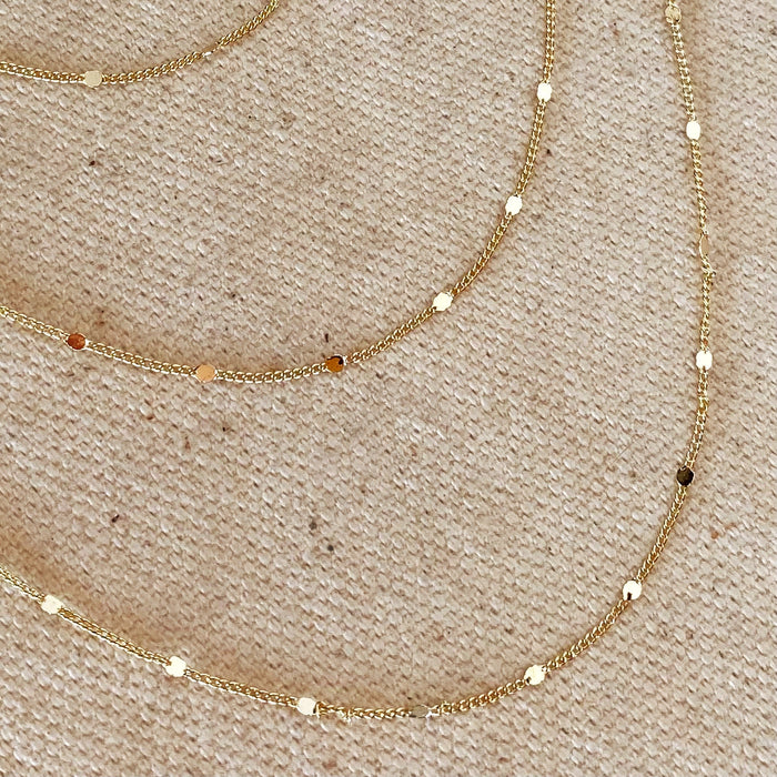 18K Gold Filled 1mm Curb Chain with Pressed Details