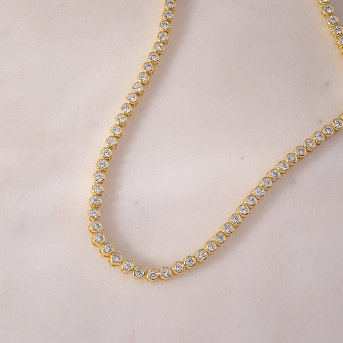 Round Bezel Tennis Necklace