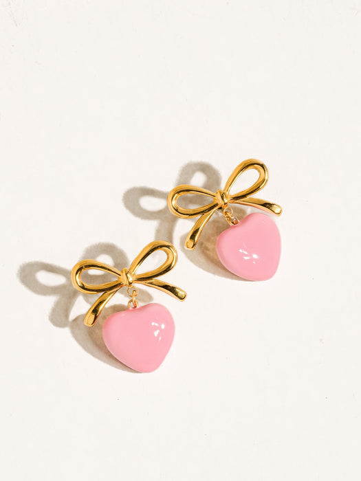 Dainty Bow Heart Earrings