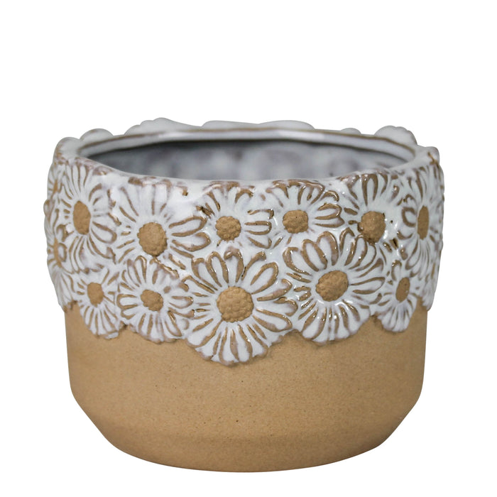 Daisy Rim Ceramic Pot