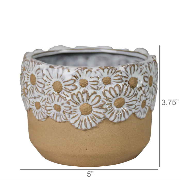 Daisy Rim Ceramic Pot