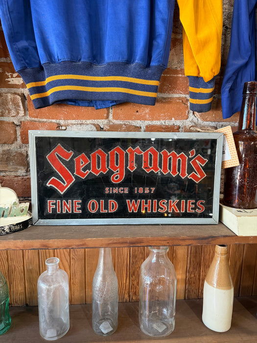 Vintage Rare 1930s 40s Seagram’s Whiskies Light Bar Back Sign Crinkle Glass