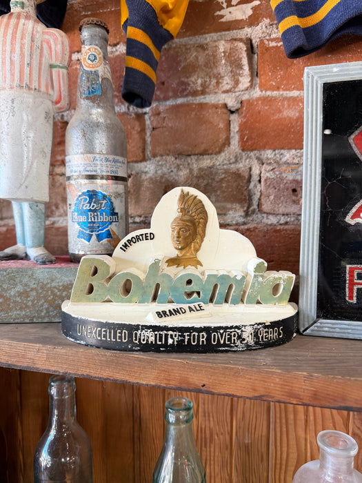 Vintage 1950s Bohemia Ale Beer Advertising Chalkware Sign Bar Back Store Display