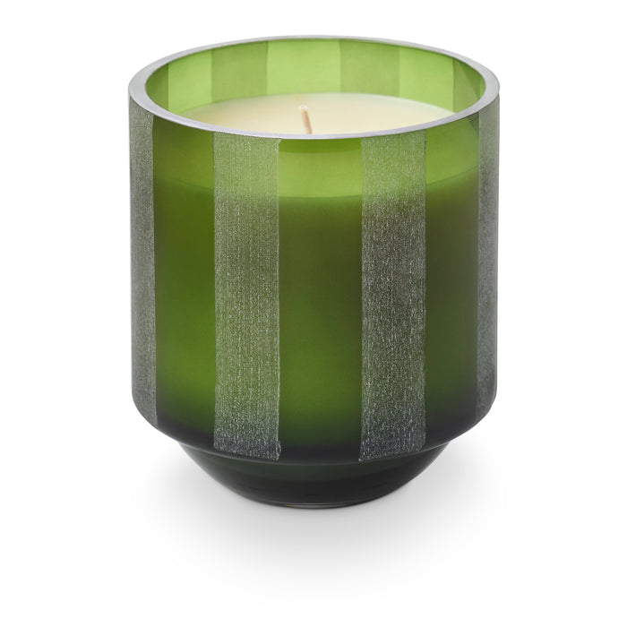 Etched Striped Glass Candle