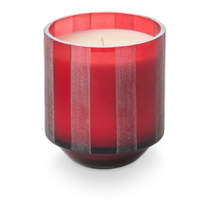 Etched Striped Glass Candle