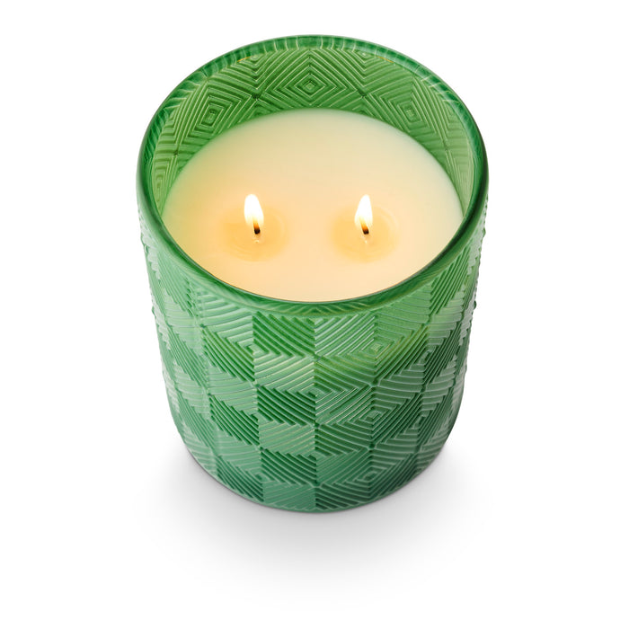 Jungle Green Magnolia Textured Glass Candle