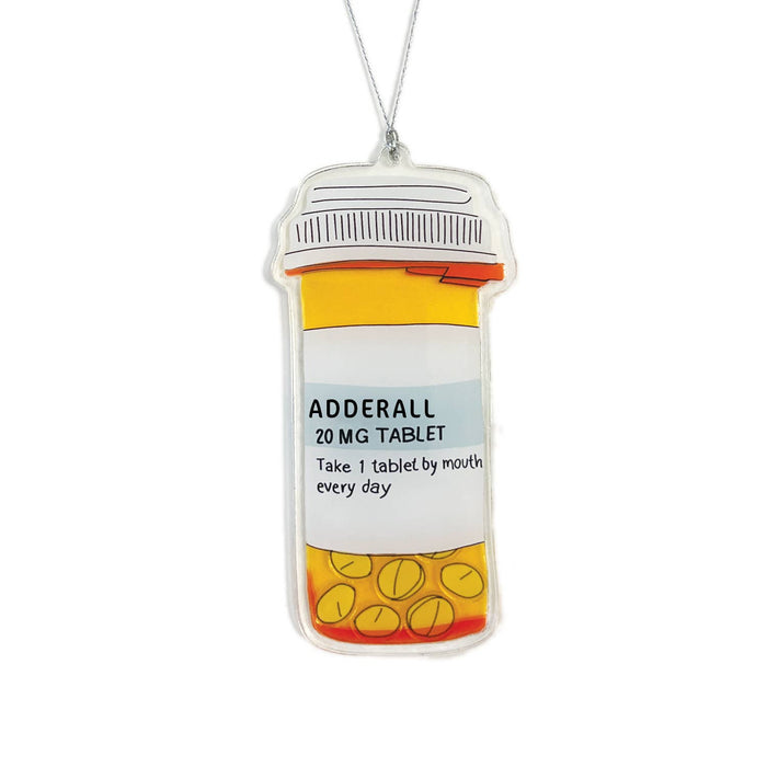 Silly Adderall Pill Bottle Shaker Ornament