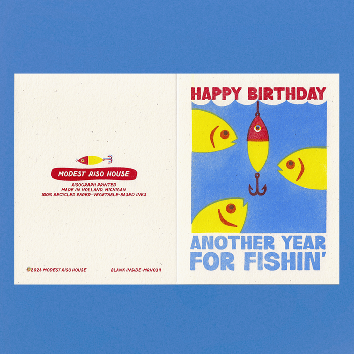 Happy Fishin' Birthday - Risograph Card