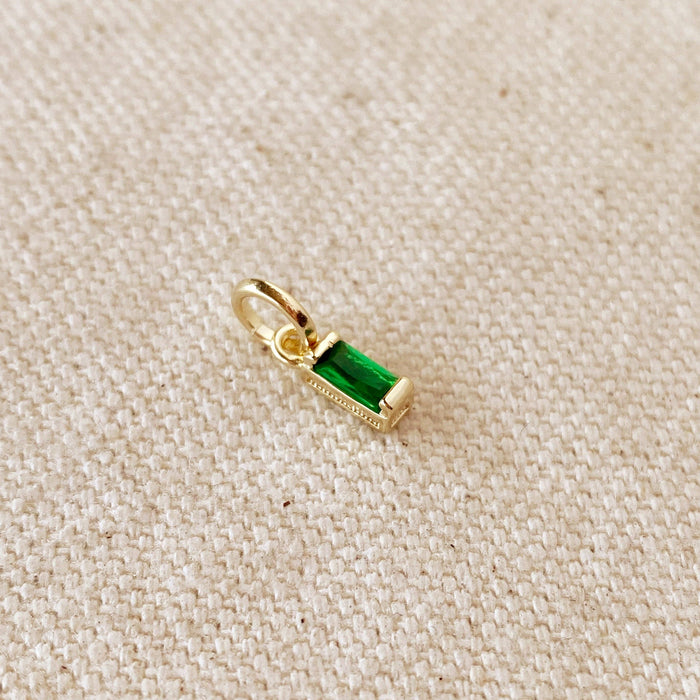 18k Gold Filled Baguette Birthstone Charm