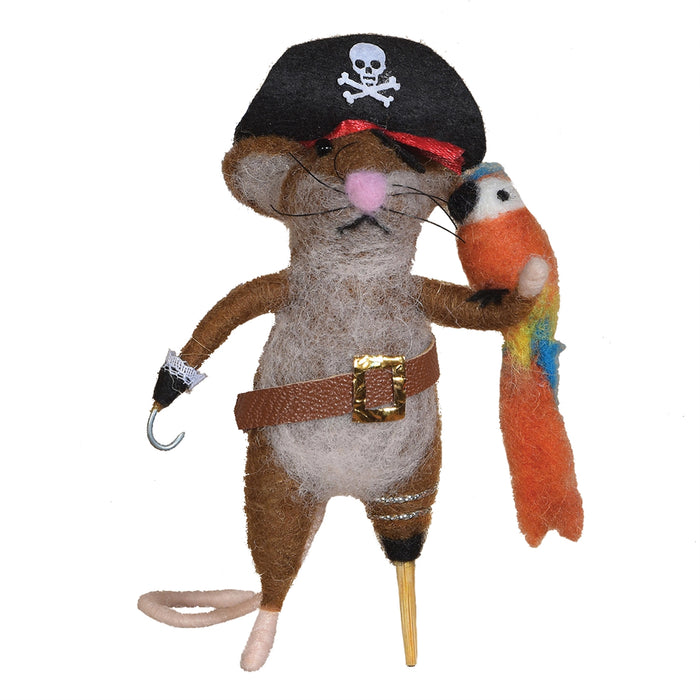 Wool Felt Pirate Mouse Ornament