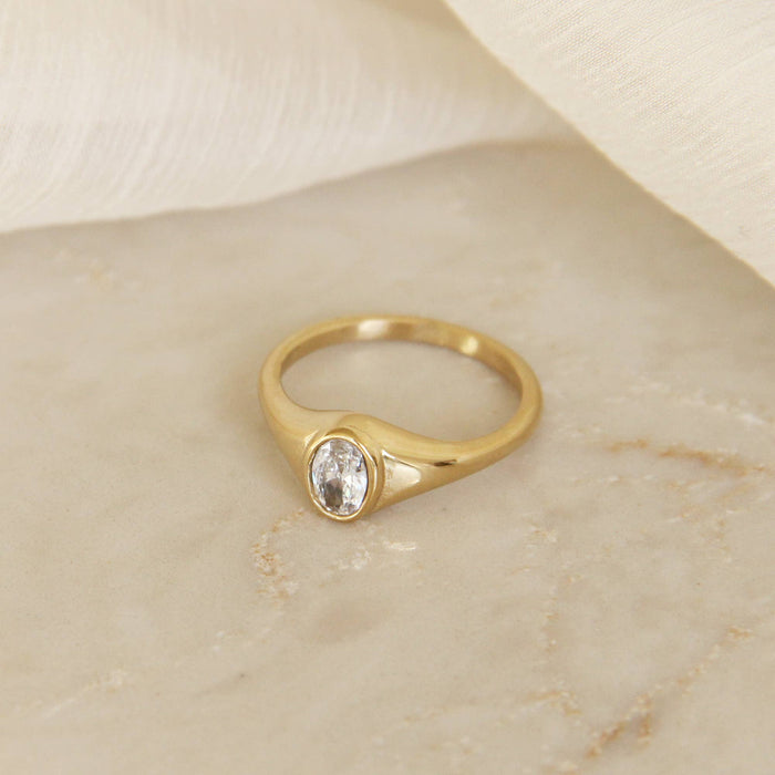 Oval CZ Signet Ring