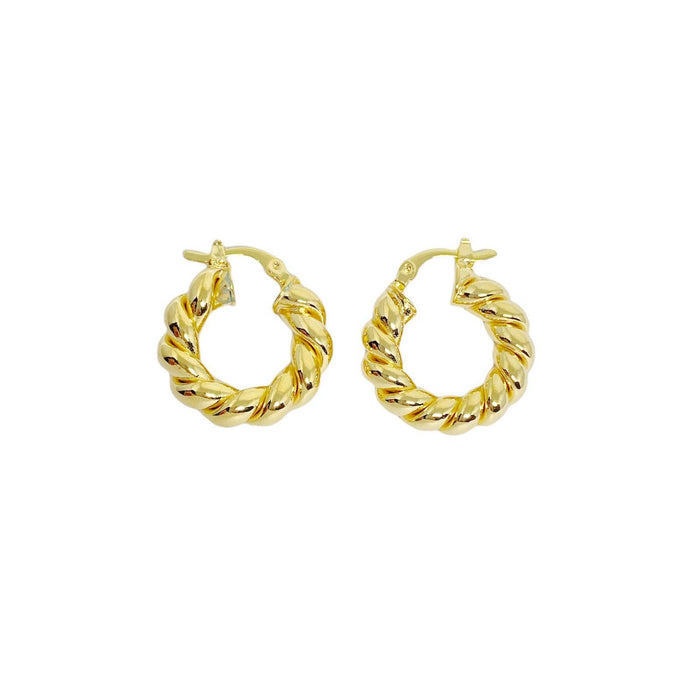 18k Gold Filled Twisted Tube Hoop Earrings - The Croissant Hoops