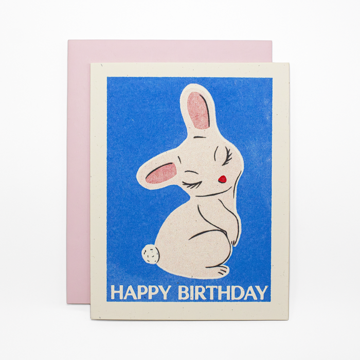 Happy Birthday Bunny - Risograph Card