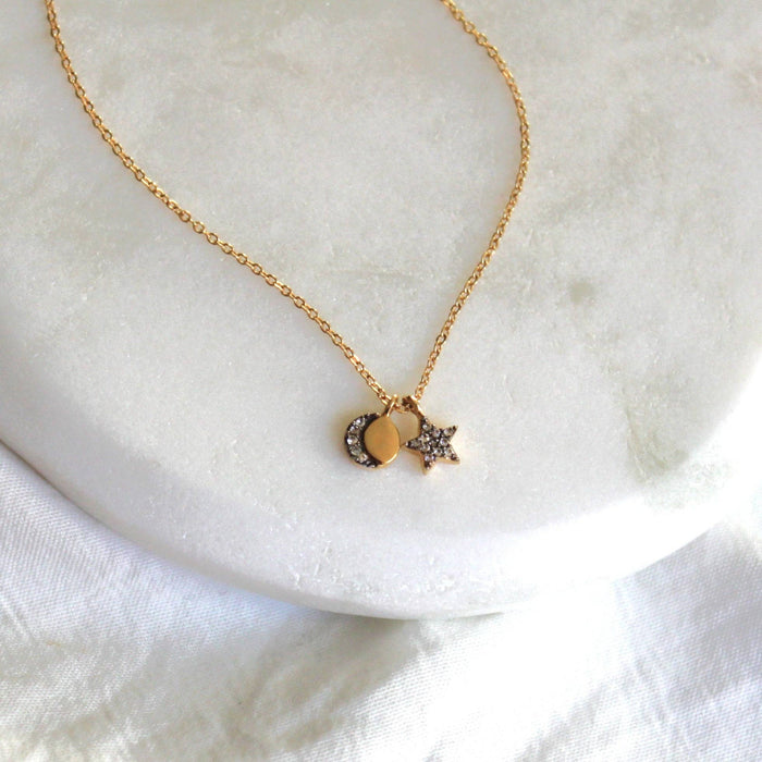 Moon and Star Pendant Necklace