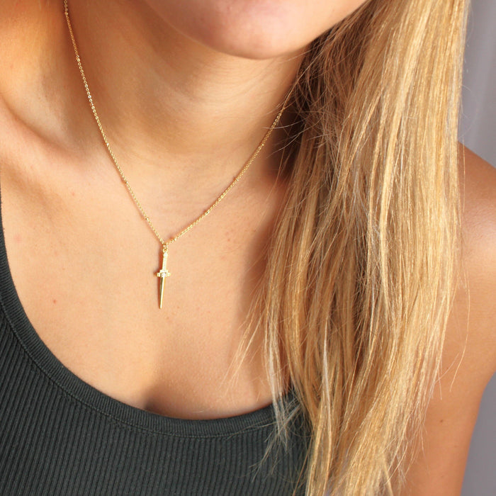 Gold Sword Pendant Necklace