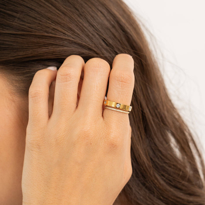 Waterproof Gold Tennis Ring Band