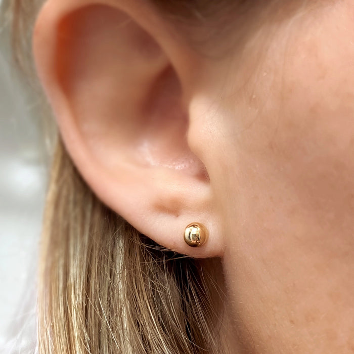 Ball Stud Earrings - 14k Solid Gold - Large