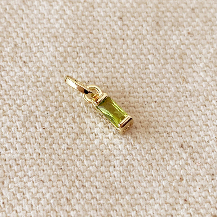 18k Gold Filled Baguette Birthstone Charm