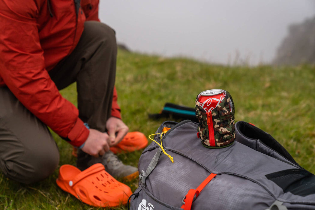 The Adventurer - Insulated 12 oz Can Cooler - Woodsy Camo