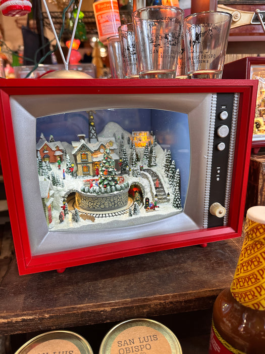 8.5" H LED TV Music Box - Train Depot