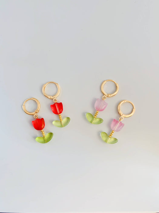 Dainty Blooming Tulips Earrings