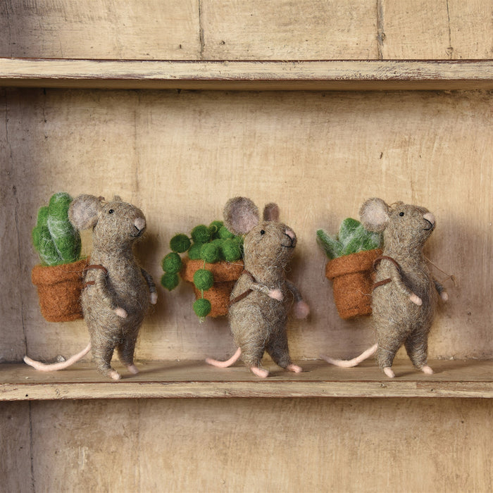 Felt Mice with Succulents