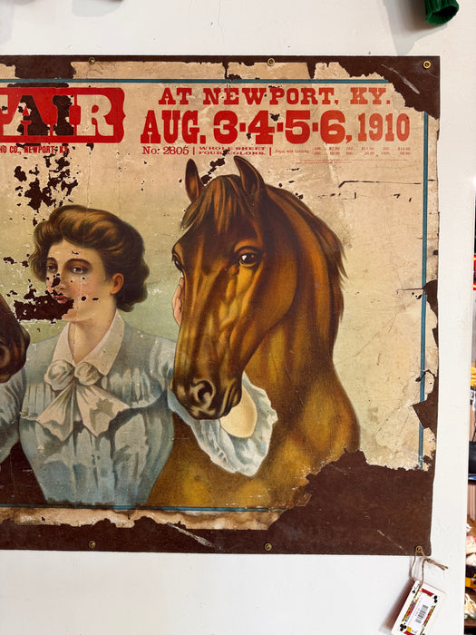 Horse Salesman Sample Poster Early 1900s Sign Antique