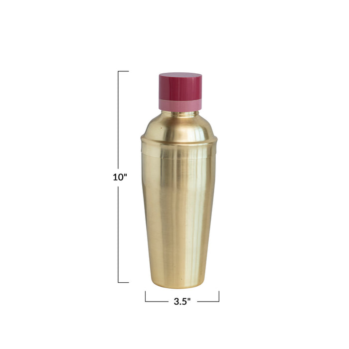 Brass and Pink Stainless Steel Cocktail Shaker