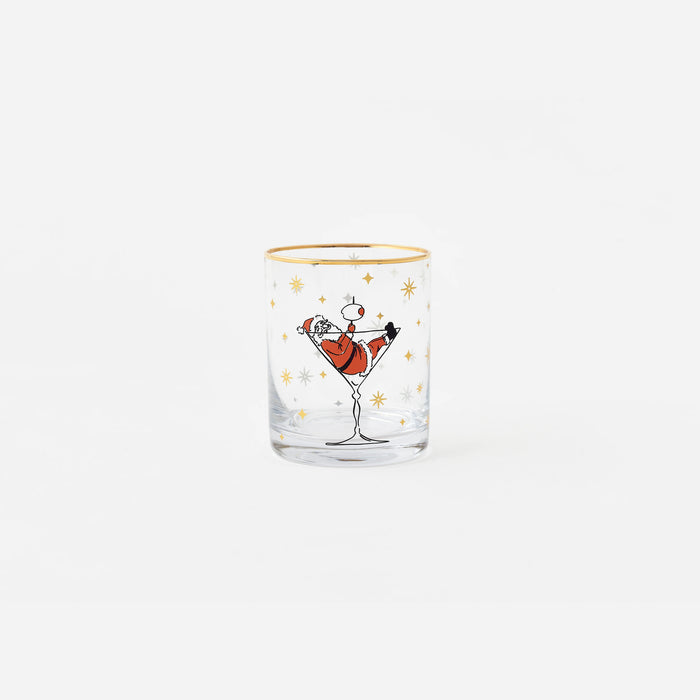 Cocktails w/ Santa Old Fashioned Glass