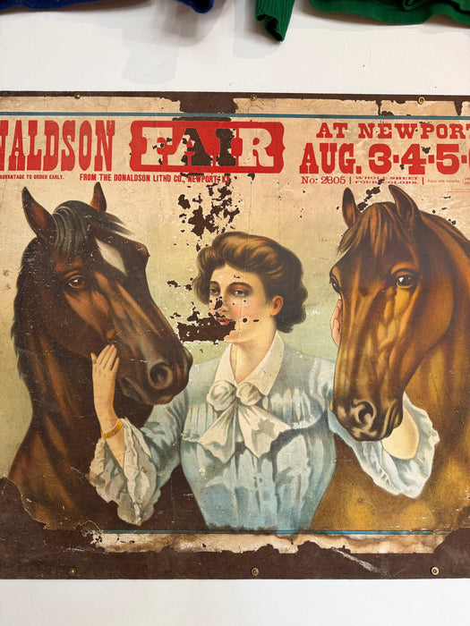 Horse Salesman Sample Poster Early 1900s Sign Antique