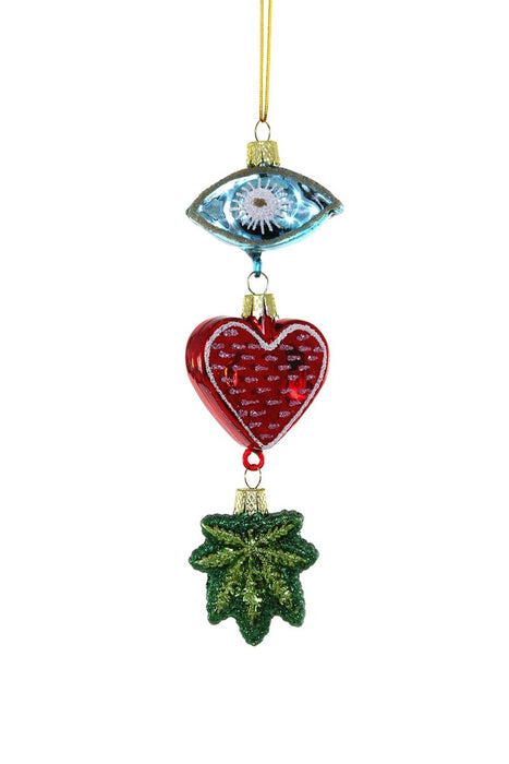 I Heart Weed Glass Ornament