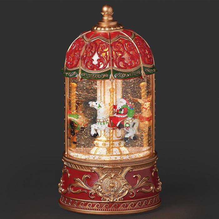 9"H Lighted Musical Carousel - Snowglobe