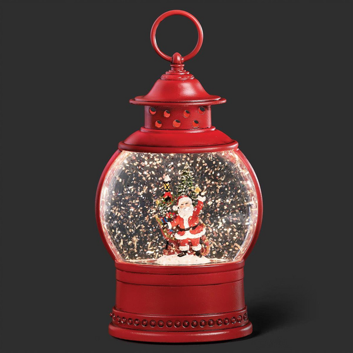 7"H Lighted Snowglobe - Mini Santa Lantern