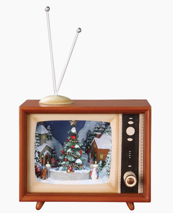 5"H Lighted Musical TV - Sledding Scene