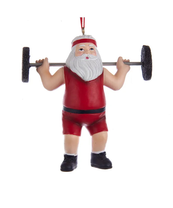 Weightlifiting Santa Ornament