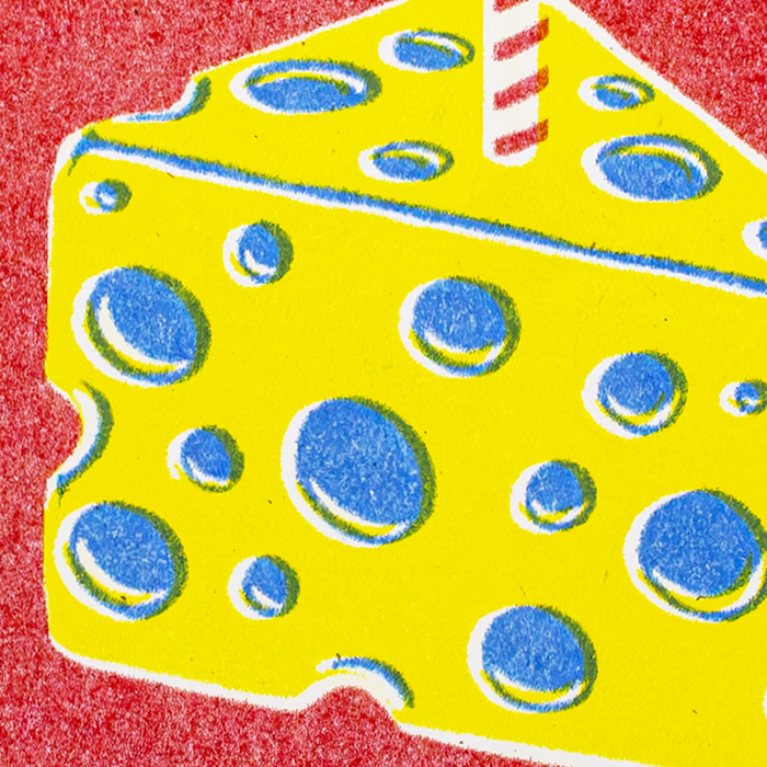 Cheesy Happy Birthday - Risograph Card