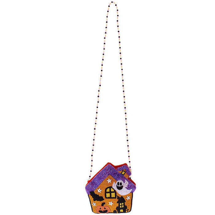 Halloween Beaded Haunted House Crossbody Bags