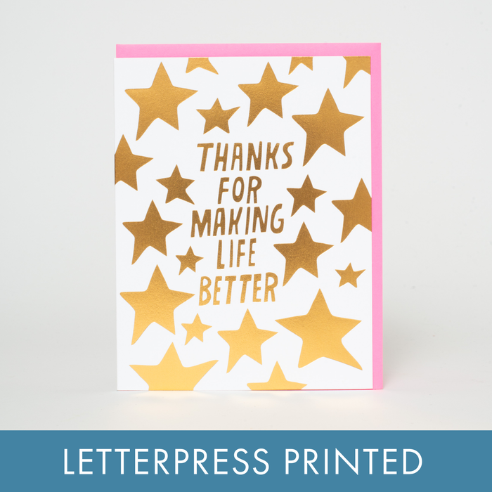 Making Life Better Stars Letterpress Greeting Card by Ashkahn