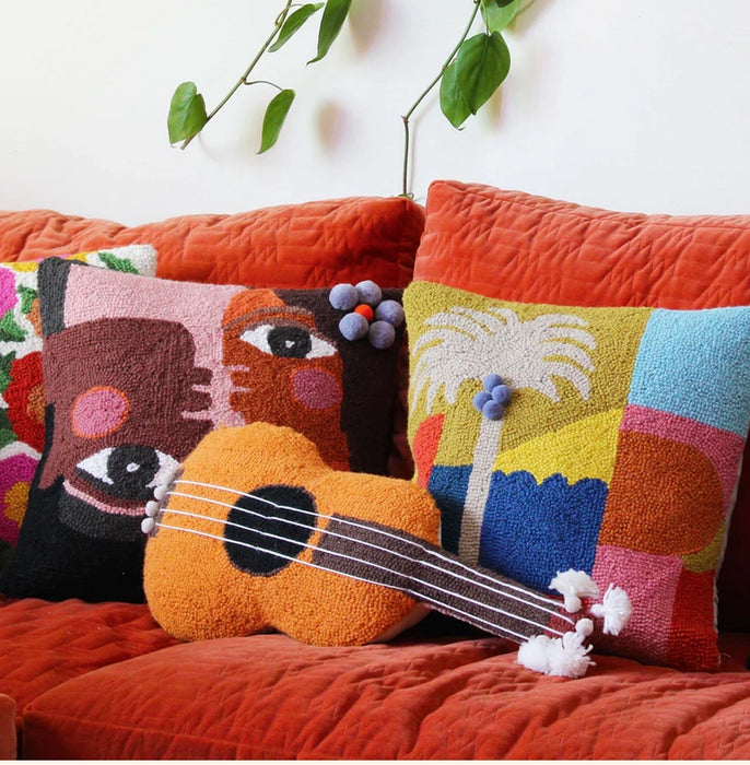 Uke Shaped Hook Pillow w/ Tassels