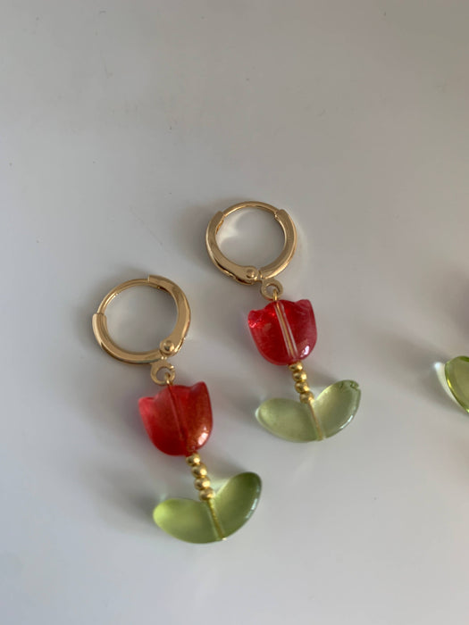 Dainty Blooming Tulips Earrings