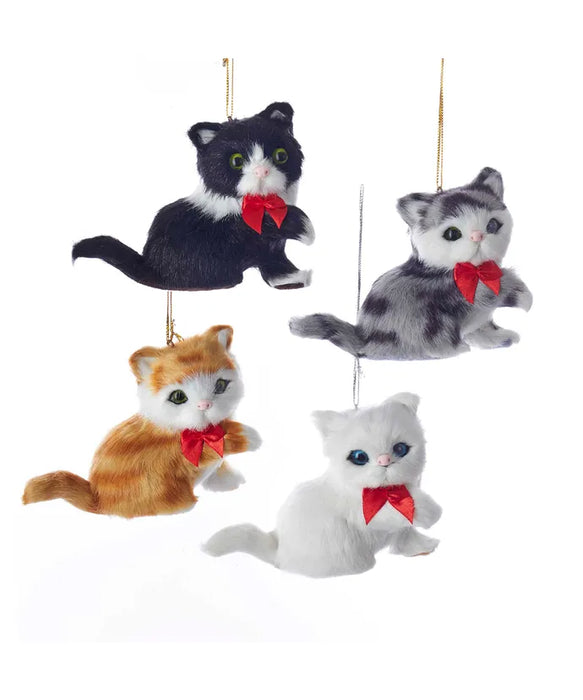 Plush Kitten w/Bow Ornament