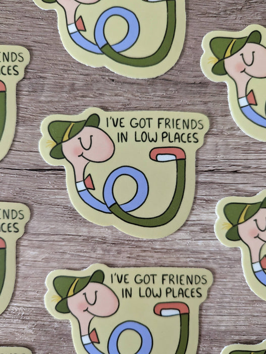 Friends In Lowly Places - Cute Richard Scarry Worm Sticker