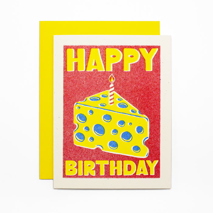 Cheesy Happy Birthday - Risograph Card