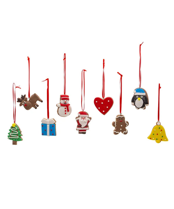 2" Miniature Christmas Shaped Ornaments -  Set of 9