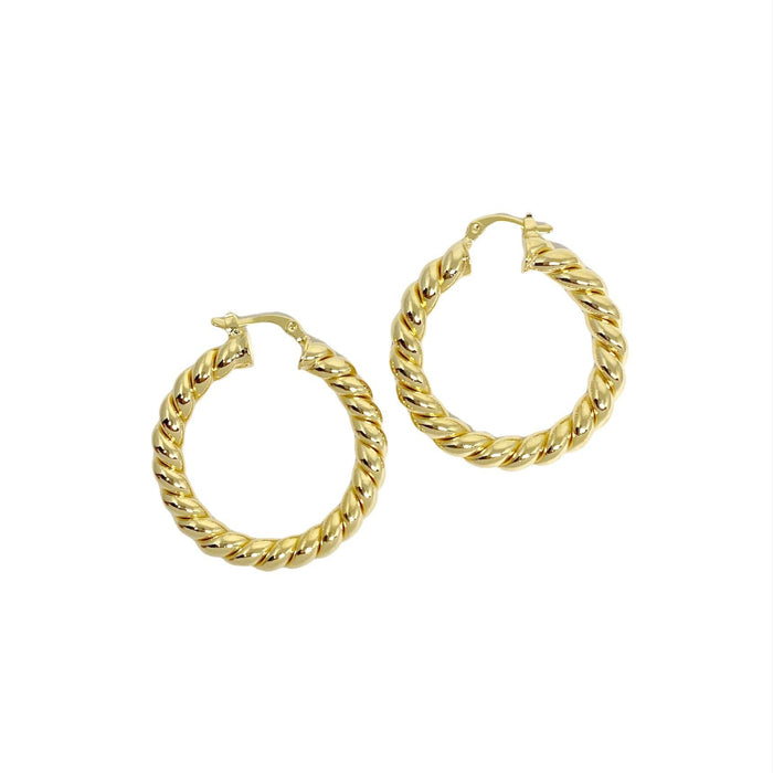 18k Gold Filled Twisted Tube Hoop Earrings - The Croissant Hoops