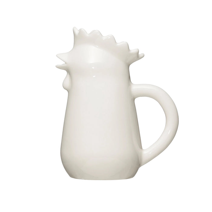 White Stoneware Chicken Creamer