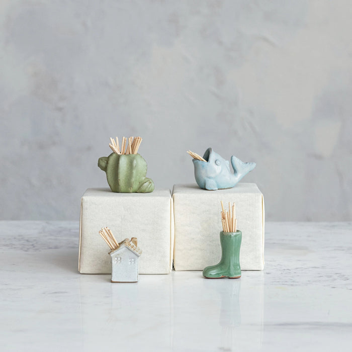 Stoneware Shaped Toothpick Holder