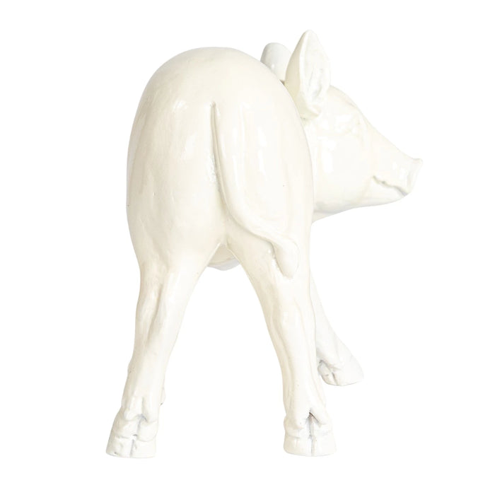 White Pig Taper Candle Holder