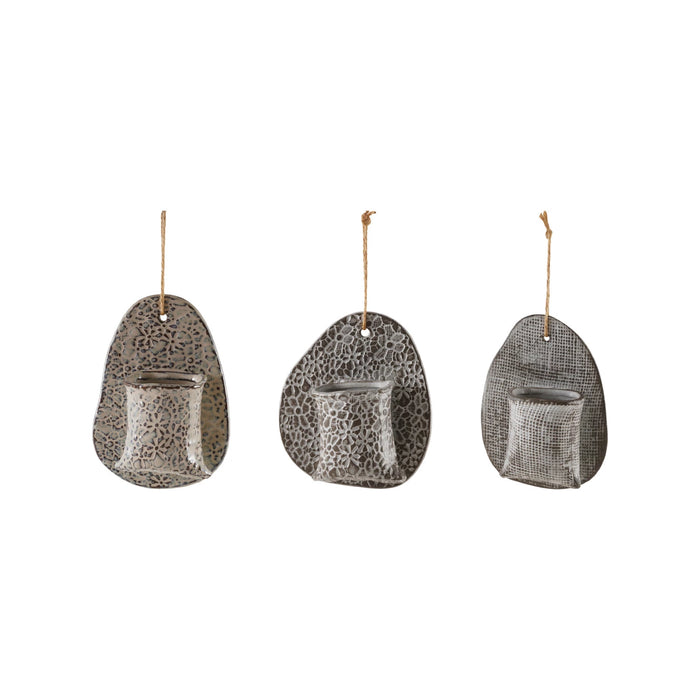 Embossed Wall Vase w/ Jute Hanger