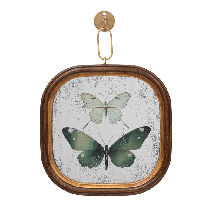 Wood Framed Antique Butterfly Mirror